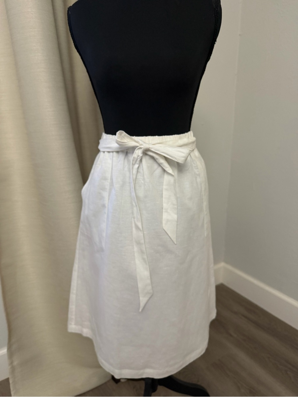 J. Crew White Tie-Waist A-Line Skirt